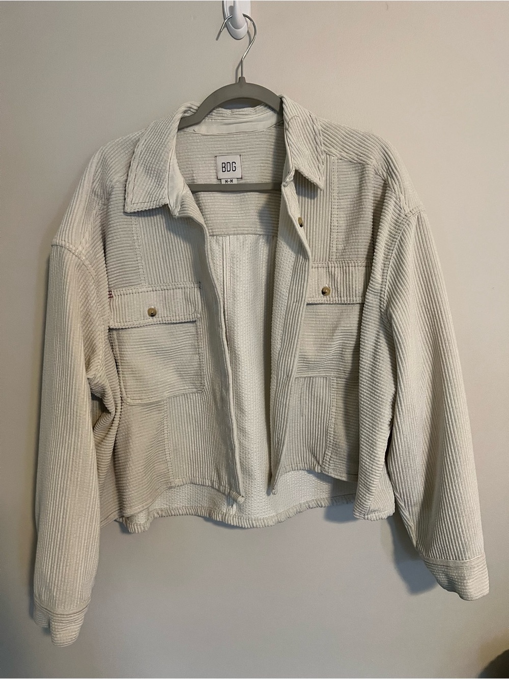BDG Cream Corduroy Shacket Jacket